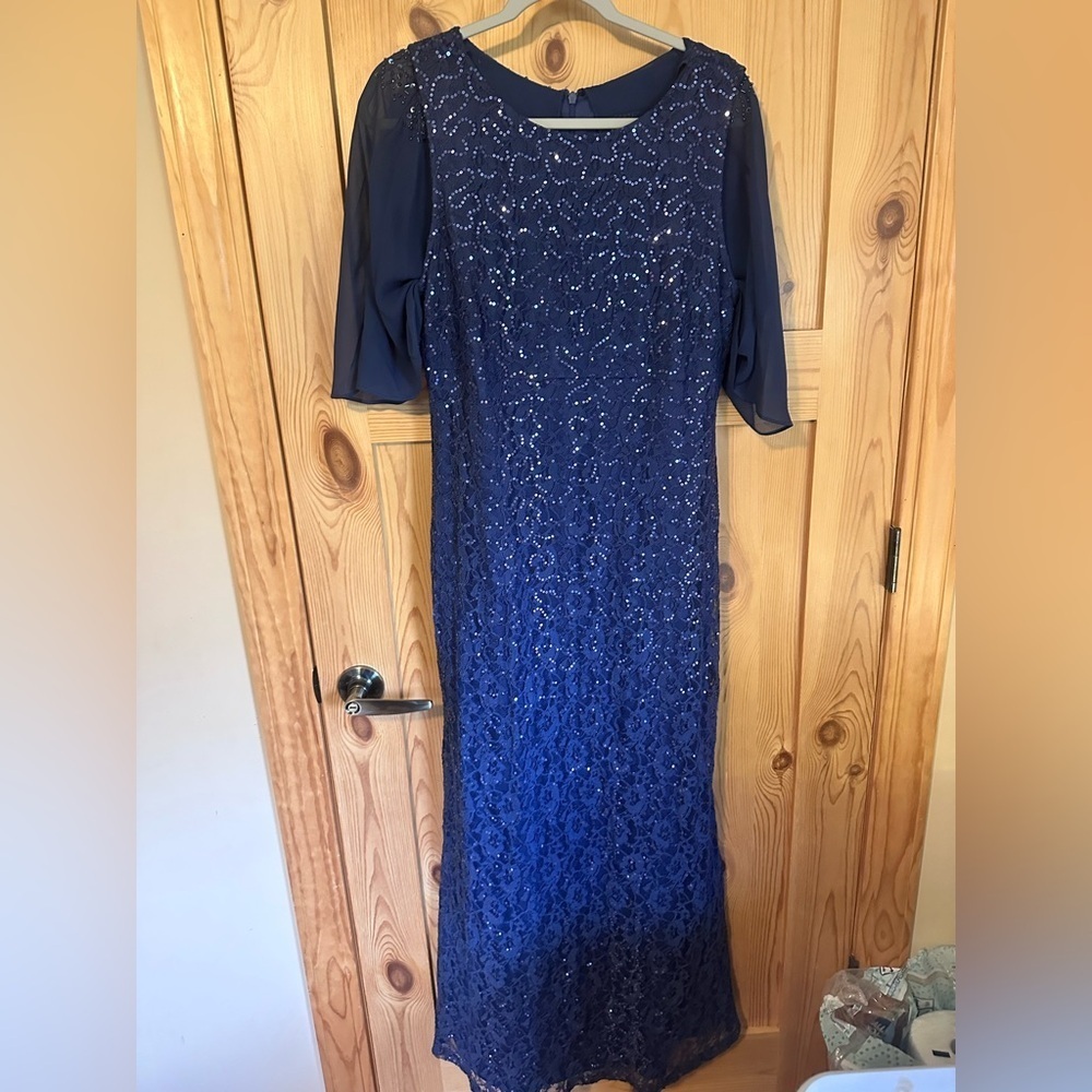 Elegant Blue Sequin Dress Wedding Ignite Evenings Size 14